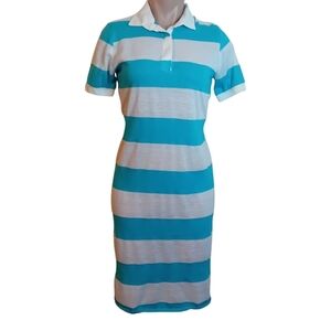 Vintage 70s Polo Wide Striped Dress Casual Summer Tennis Prep Retro Apprx L READ